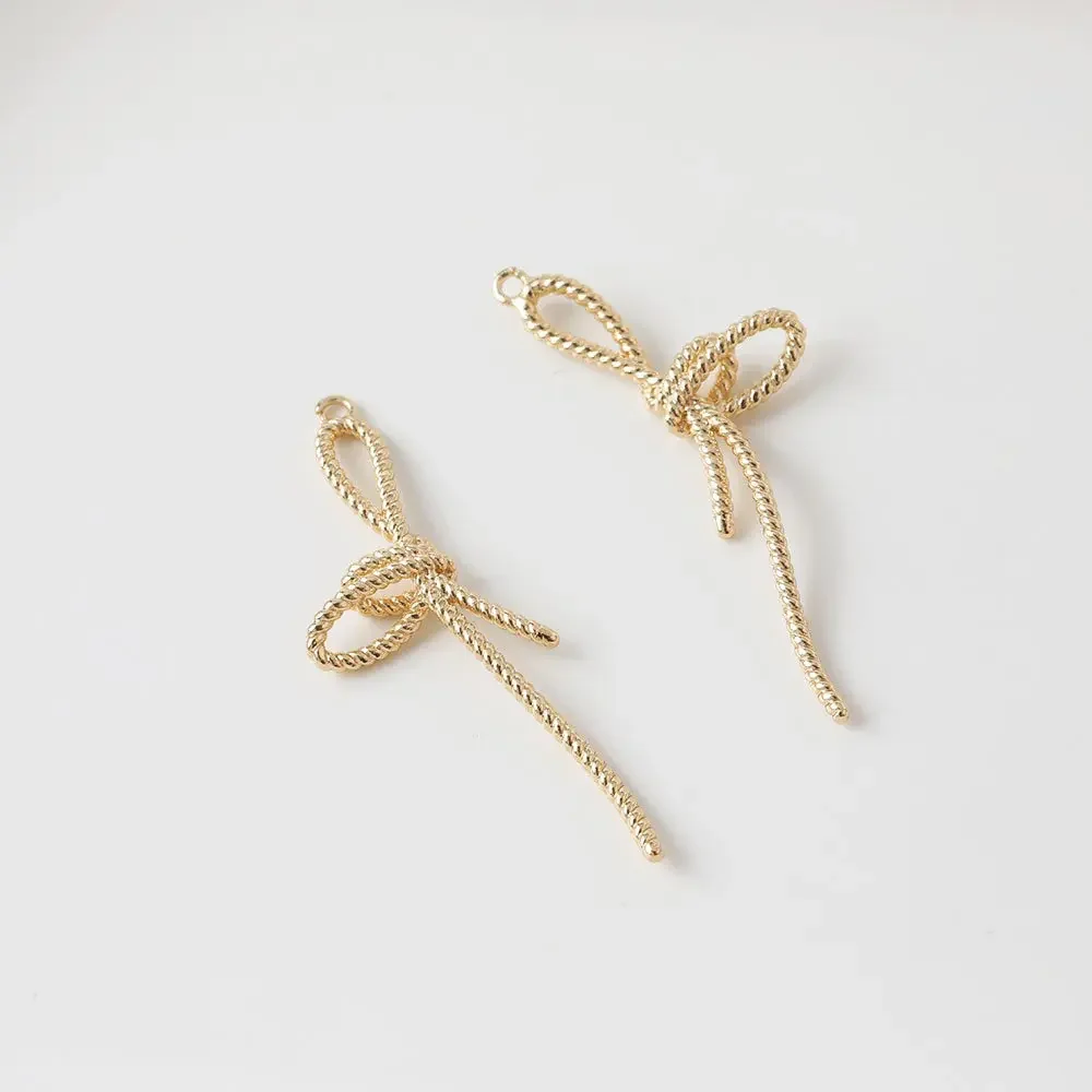 4PCS  Knot Design Earrings Eardrop Jewelry Making Diy  Supplies Hand Made 14k Gold Plated Brass Pendant Accessories