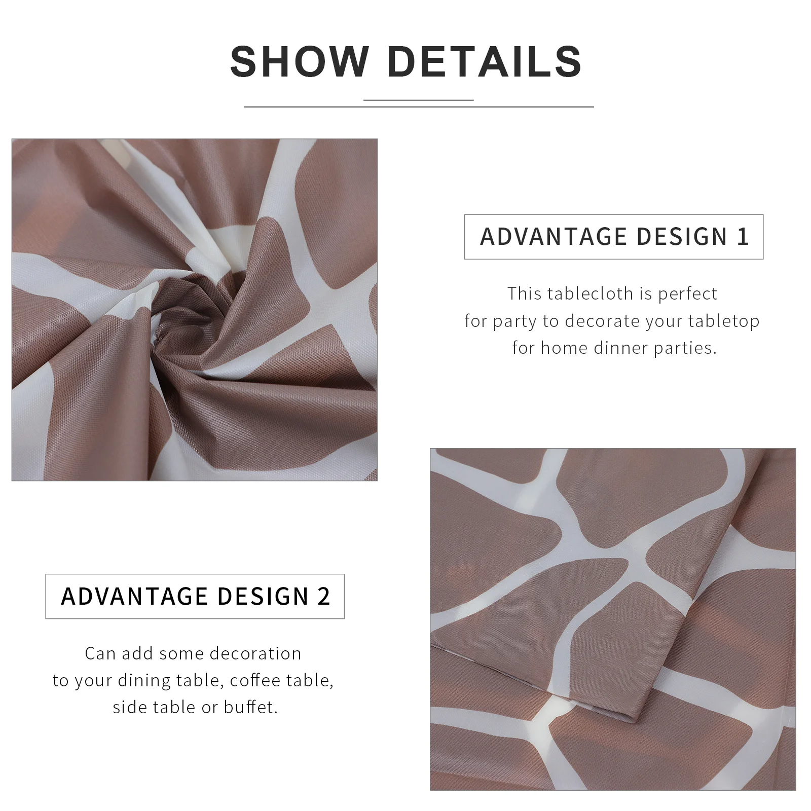 

2Pcs Lovely Pattern Table Cover Elegant Reusable Waterproof Tablecloth for Home Hotel Restaurant Party Table Decor