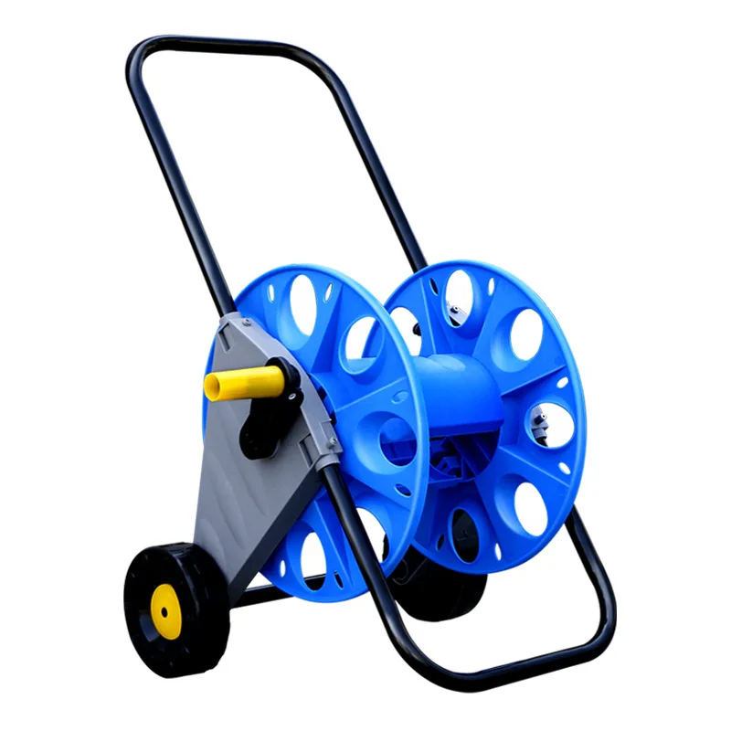 Wheeled Garden Hose Reel Cart Hand Push Water Pipe Storage Rack For Lawn Watering Car Wash Hand Crank Hose Roller