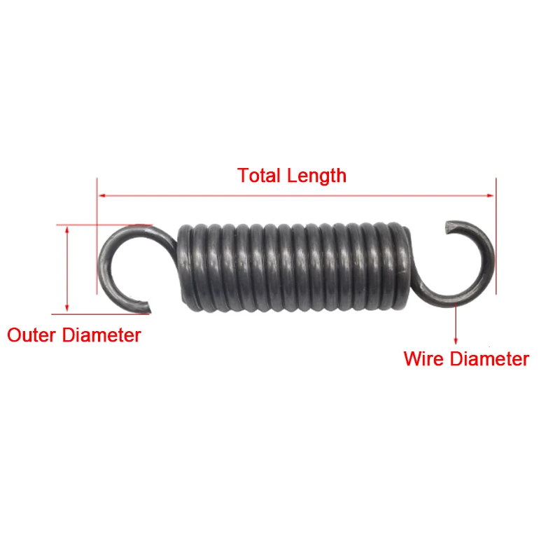 1/2pcs Wire Diameter 2mm Springs Steel With Hook Extension Tension Spring OD 12mm/14mm/16mm/18mm/20mm/22mm Length 35mm-150mm