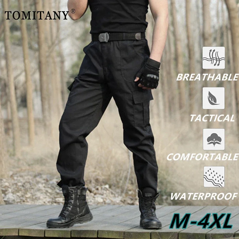 Men Military Tactical Pants Waterproof Cargo Pants Men Breathable SWAT Army Solid Black Combat Long Trousers Work Joggers Pants