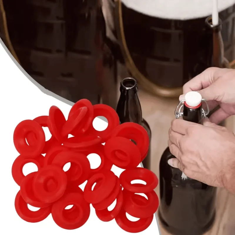 25Pcs Red Silicone Grolsch Gaskets Washers Backs for Swing Flip Top Bottle Home Brew Beer Bottle Seals Bar Accesories