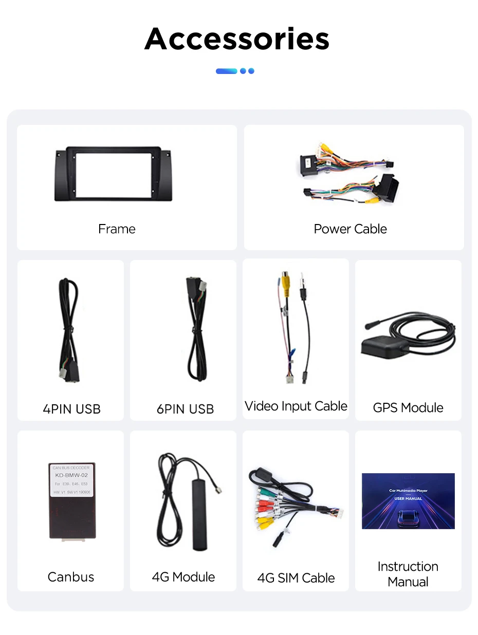 Junsun Android Auto Autoradio für BMW E39 1995 1996 1997 1998 1999 2000 2001 2002 2003 Multimedia Wireless Apple CarPlay Smart Intelligent Systems IPS Touchscreen Stereo Video Player 2 Din Autoradio Head Unit Navigation BT GPS 4G WIFI FM AM DSP RDS SWC – Detail 21