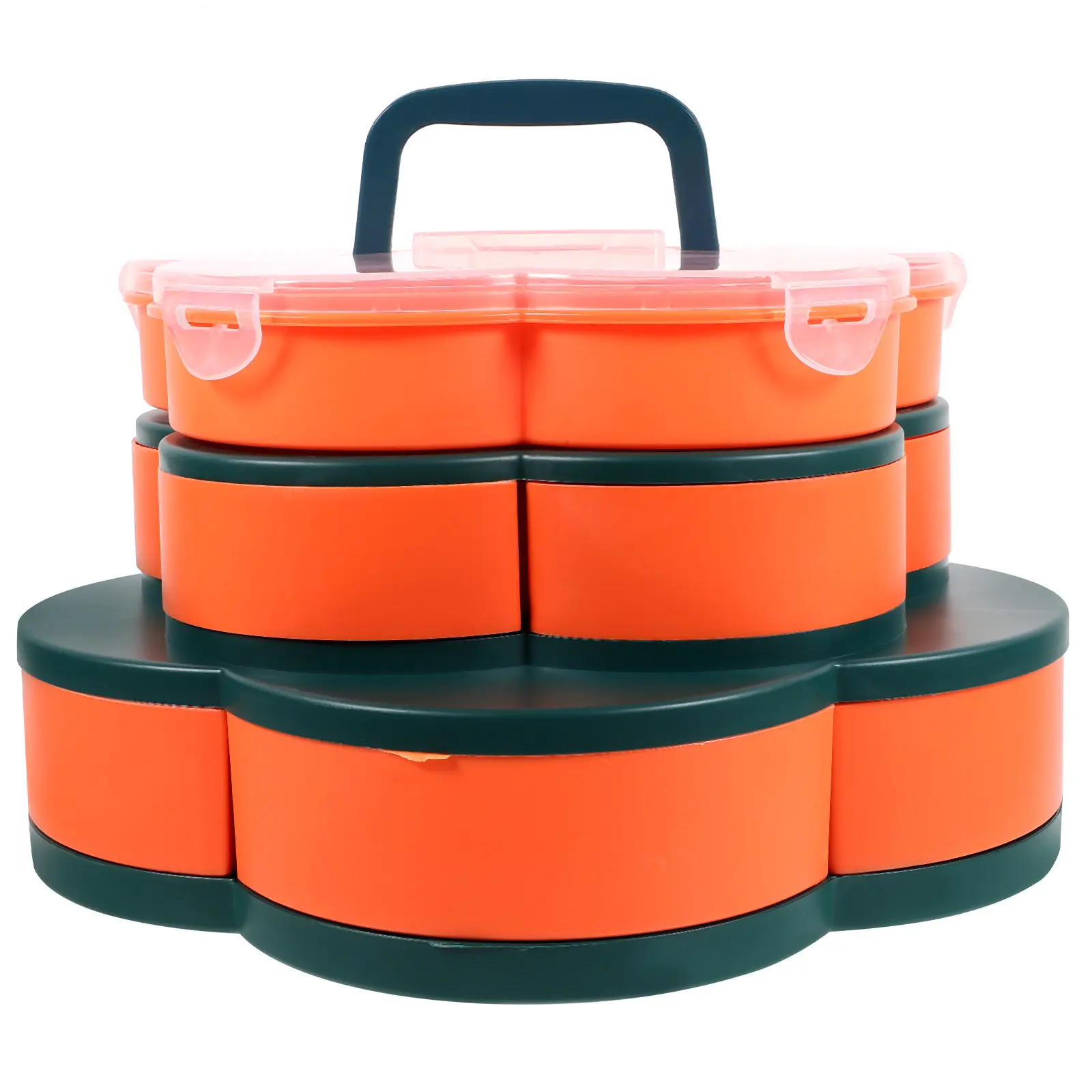 

1Pcs Three-Layer Snack Box Elegant Cyan Rotating Plastic Compartmentalized Container for Nuts Candies Chocolate Party Supplies