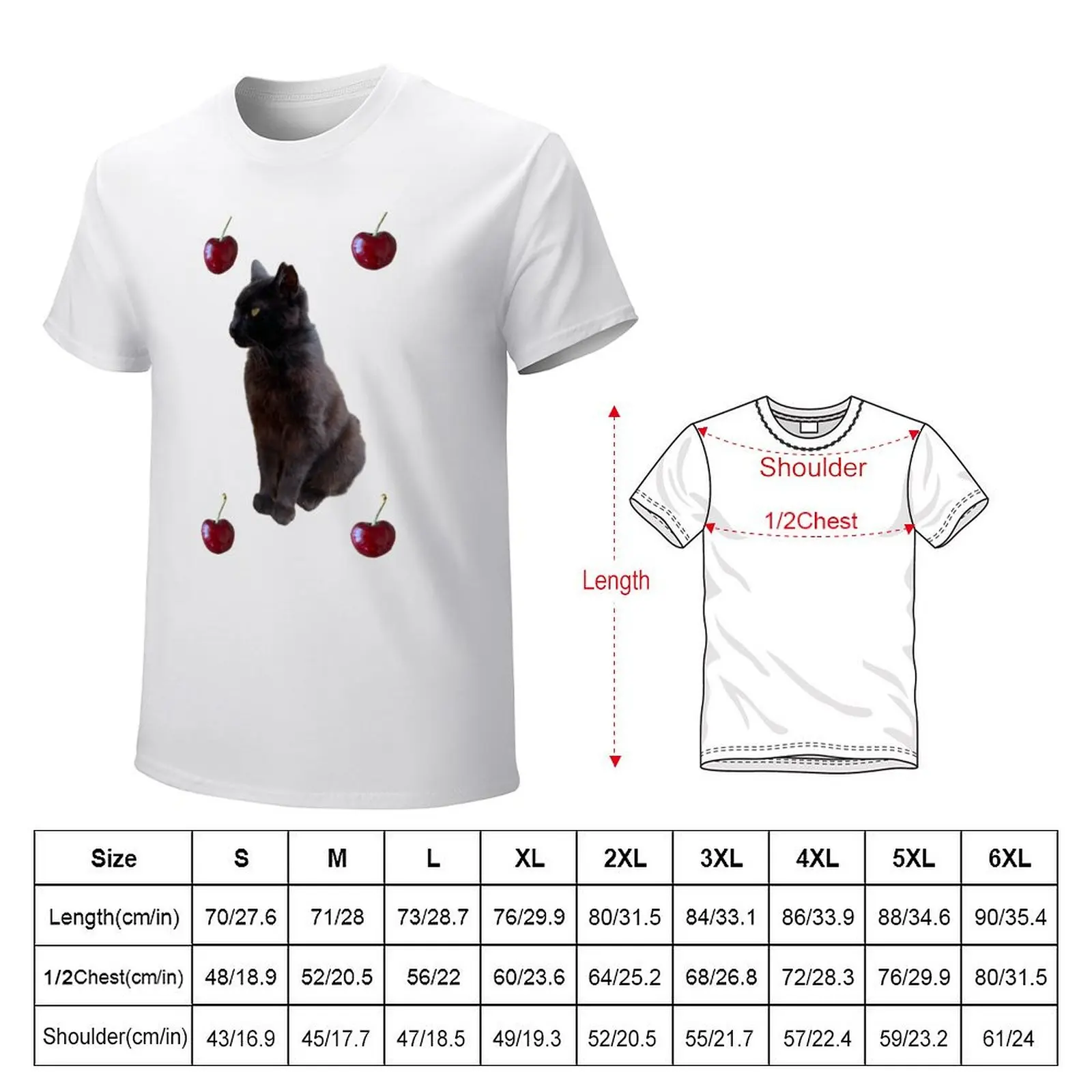 The black cat and cherries T-shirt quick-drying korean fashion sports fans Short sleeve tee men workout shirt