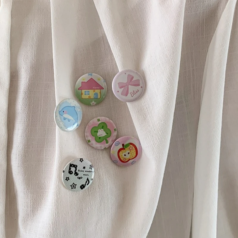 

6pcs/Set Ins Style 25mm Mini Small Badage Antique Brooch Decoration Badge Girl Hand Account Badage Suit