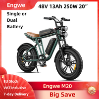 Engwe M20 Electric Bike Single or Dual Battery 48V 13Ah Full Suspension 20*4.0 Inch Fat Tires Motorcycle-styled E-bike with Seat