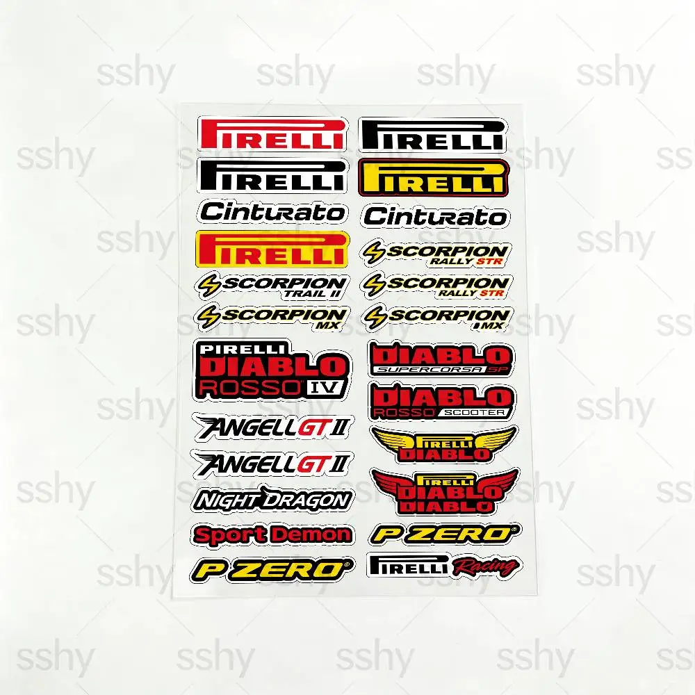 Adesivos Refletivos Impermeáveis para Motocicletas PIRELLI, Decalques Removíveis de Fácil Aplicação para Motocicletas e Carros