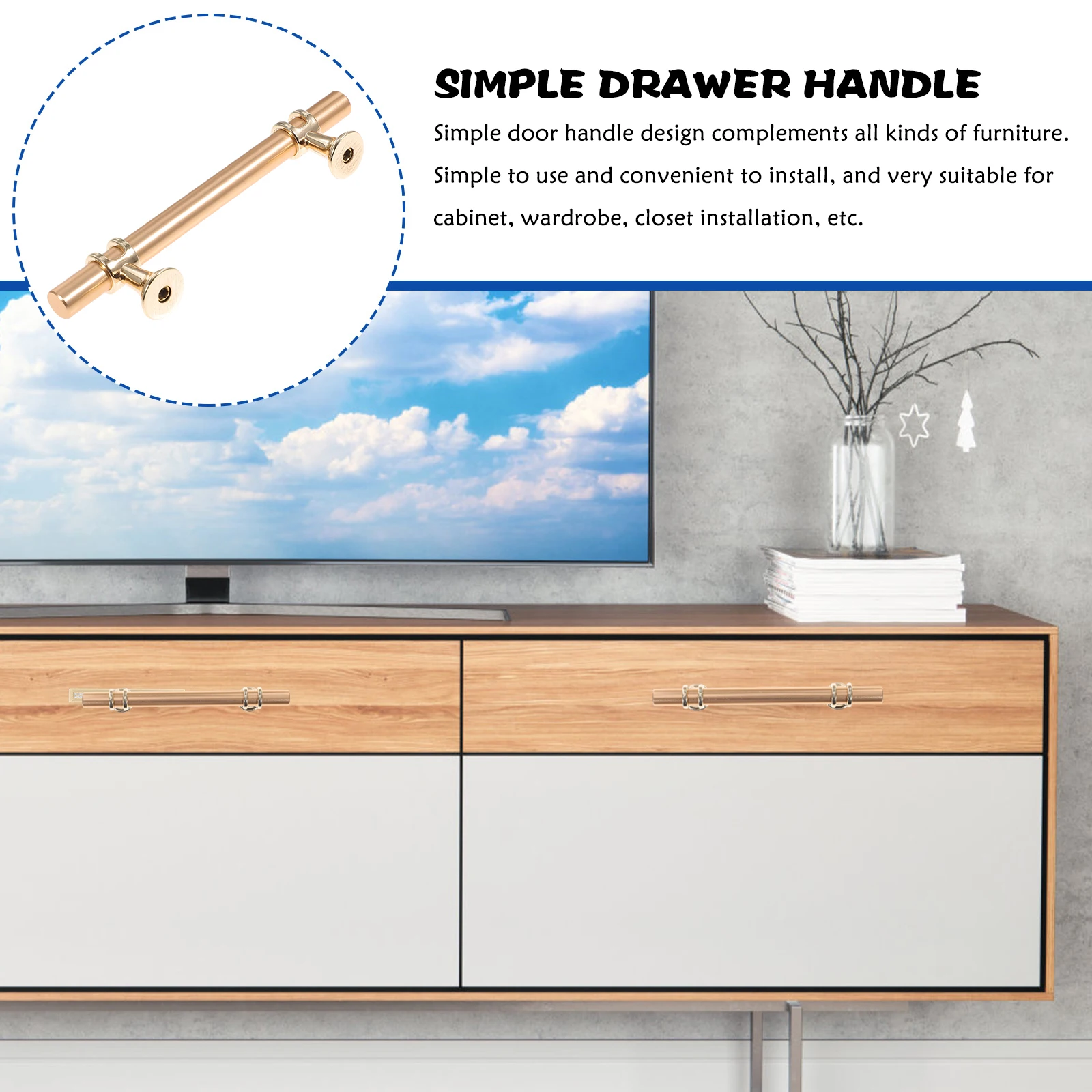 Stylish Solid Aluminum Alloy Cabinet Pull Drawer Handle For Furniture Accessory Replacement Part No Burrs Design