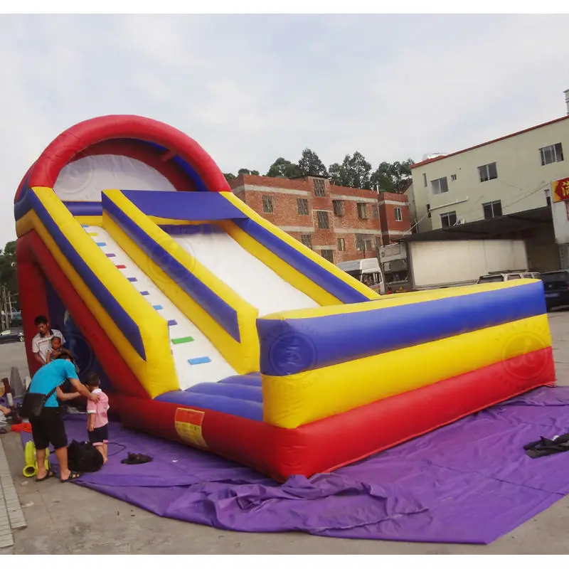 Dubbele Glijbaan Kleine Blauwe Man Opblaasbare Grote Outdoor Lange Glijbaan Kasteel, Pvc Materiaal Kinderen Opblaasbare Stuiterende Glijbaan