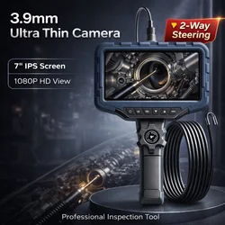 New 7Inch Big Screen Steering Endoscope Single/Dual Lens 3.9/6.2mm 2 Way ，210° for Engine Sewer Inspection Industrial Borescope