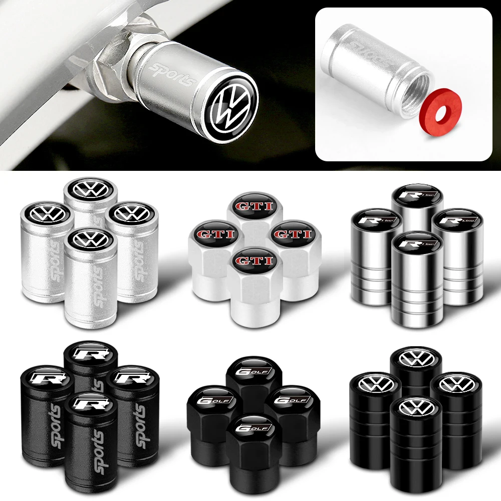 3D Metal Styling Car Wheel Tire Valve Caps Stem Caps Accessories For Volkswagen VW R Line GTI Touareg Passat Polo Jetta Lavida