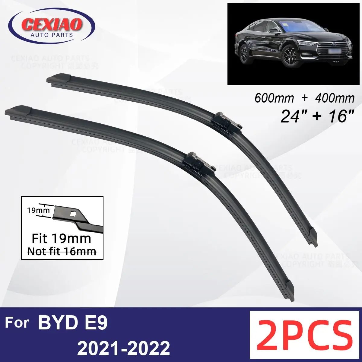 

Car Wiper For BYD E9 2021-2022 Front Wiper Blades Soft Rubber Windscreen Wipers Auto Windshield 24" 16" 600mm 400mm