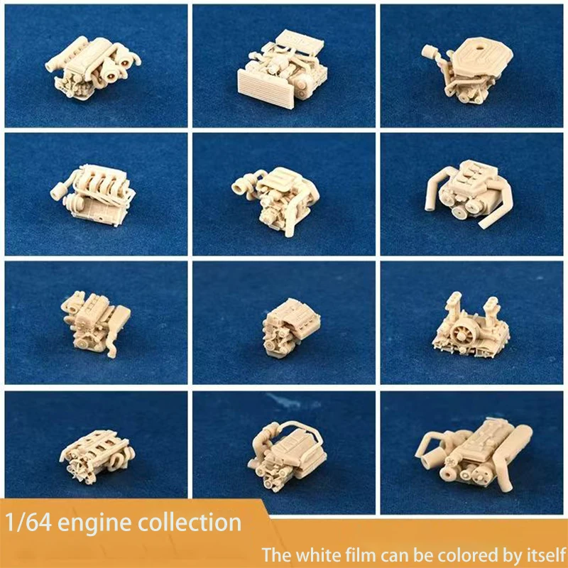 La colección de motores 1/64 es todos los productos de película blanca y se pueden pintar y hacer bricolaje por usted mismo.