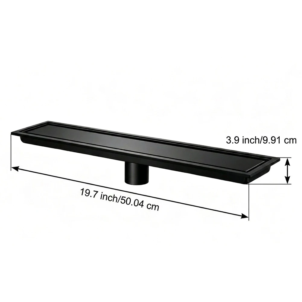 Shower Drain with 50cm Linear Channel and Central Discharge Point Supporting Quick Water Evacuation and Enhanced Slip Prevention
