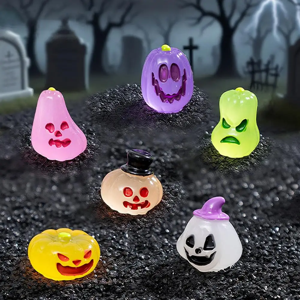 Luminous Pumpkins Halloween Home Decoration Mini Demon Pumpkin Desk Decorative Figurines Fairy Garden DIY Accessorie ﻿