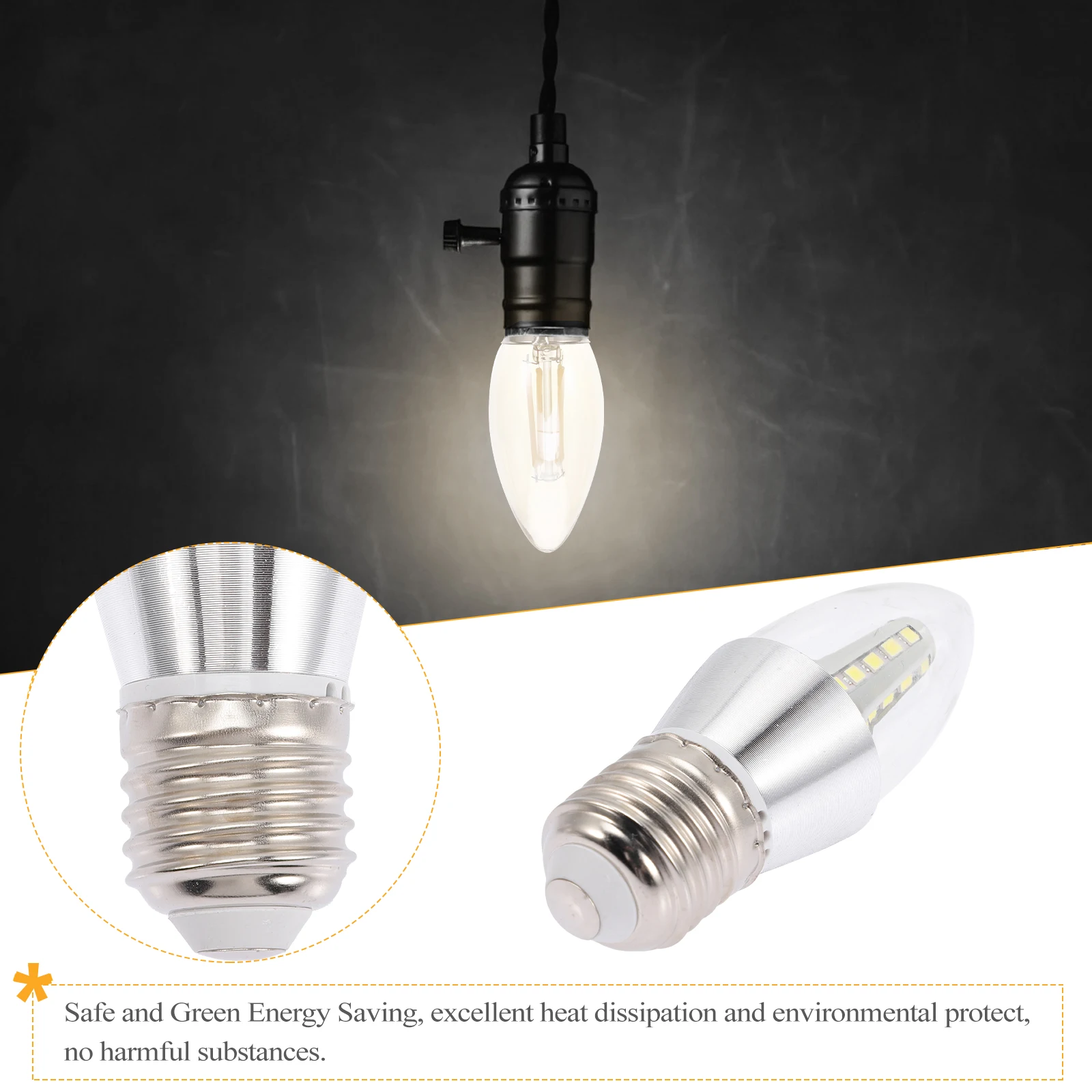 

2Pcs LED Bulbs E14 Bulb Small Base White C Ch Lights E14 C elabra Light Bulbs Energy Saving E27 Socket