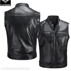 Motorcycle Riding Vest Zipper Button Motorcycle Casual Leather Vest Leather Vest Motorcycle