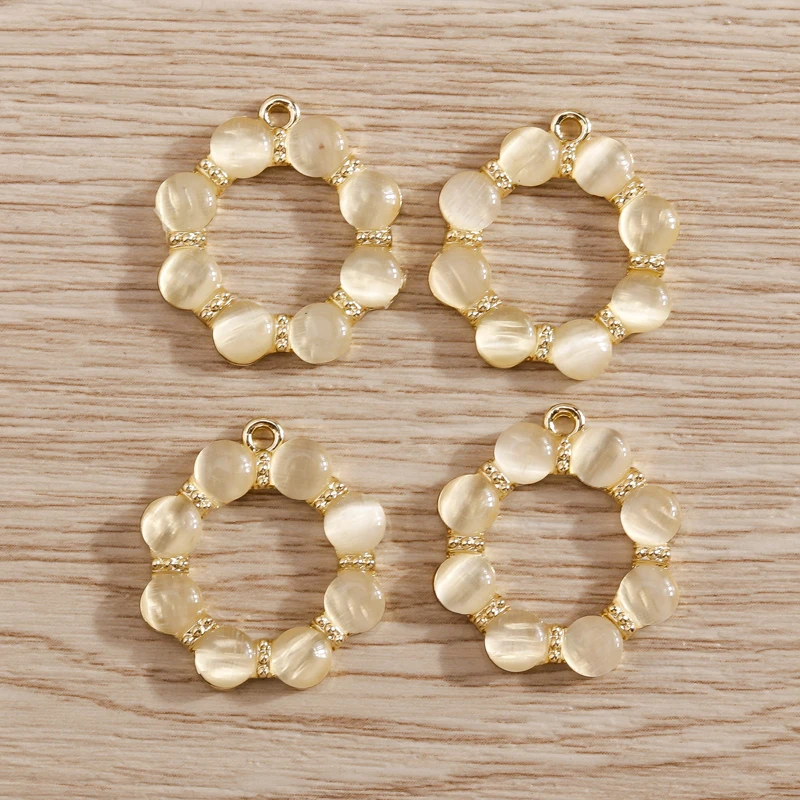 4pcs 18x20mm Elegant Opal Wreath Charms Pendants for Drop Earrings Necklaces Bracelets DIY Crafts Jewelry Making Accessories