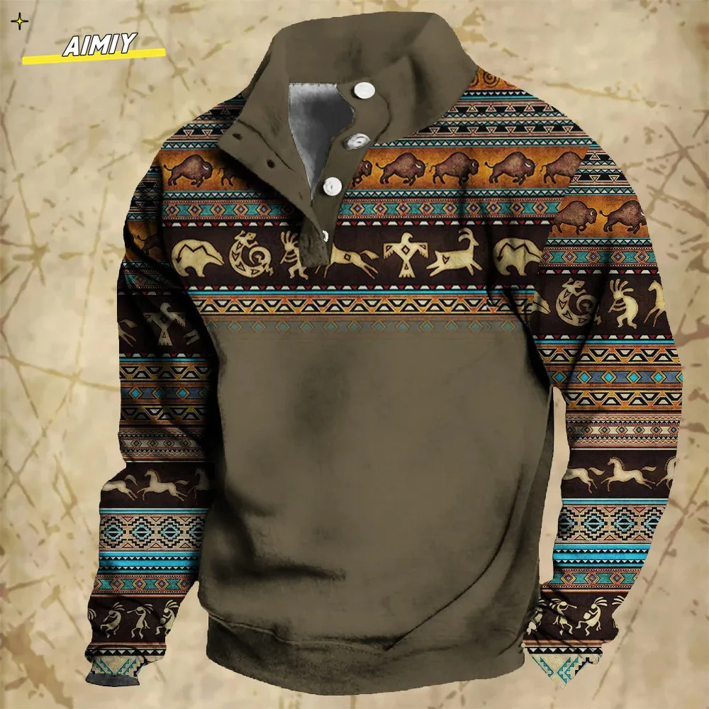 

2024 Spring And Autumn Amazon.Com Popular Leisure Outdoor Sports Men's Long-Sleeved Knitted Sweater Polo Shirt Digital Printing