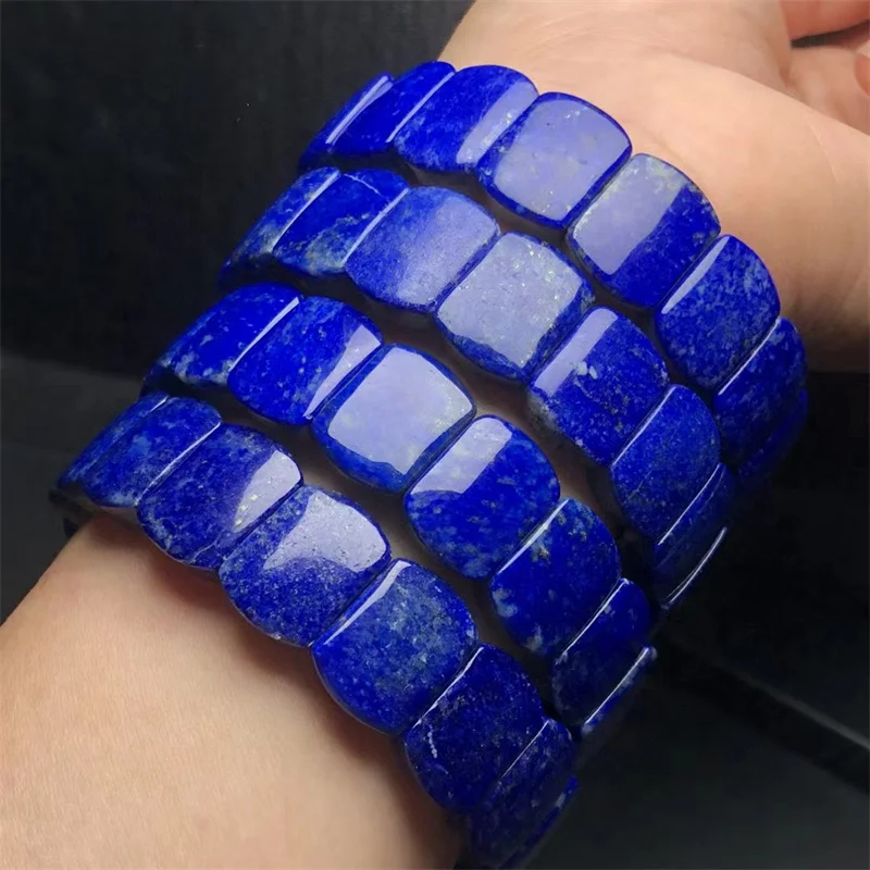 

Natural Lapis Lazuli Bangle Wholesale Design Stretch Polychrome Handmade Beads Healing Women Jewelry Gift 1pcs 12x16mm