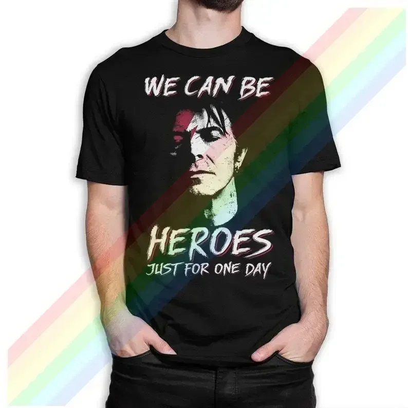 TEWMen 편안한 D-David We Can Be Heroes 코튼 티셔츠, 보위 캐주얼 반팔 S-6XL, 2024