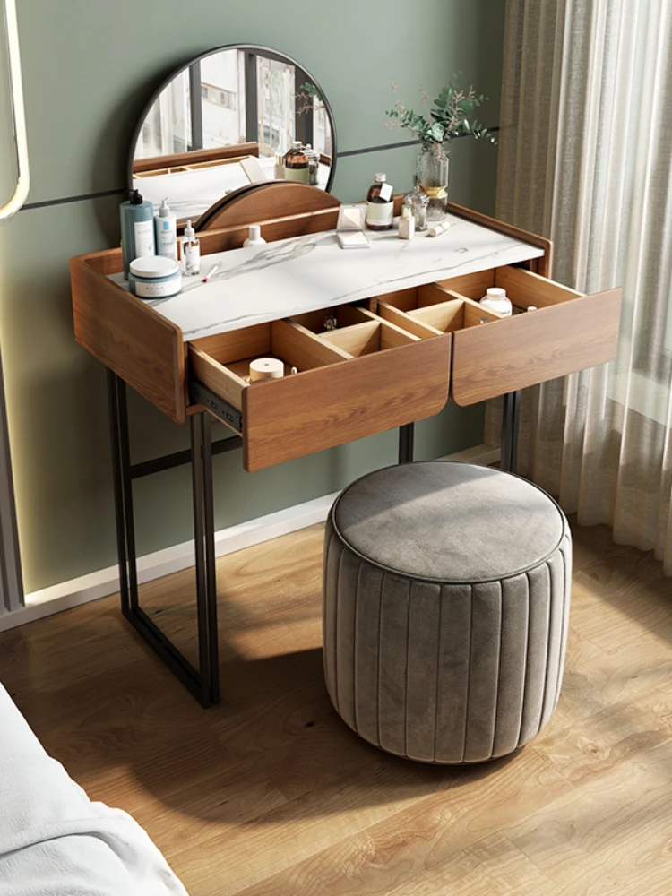 

Light Luxury Stone Plate Dressing Table Bedroom Modern Minimalist Internet Celebrity Small Apartment New Chinese Makeup Table