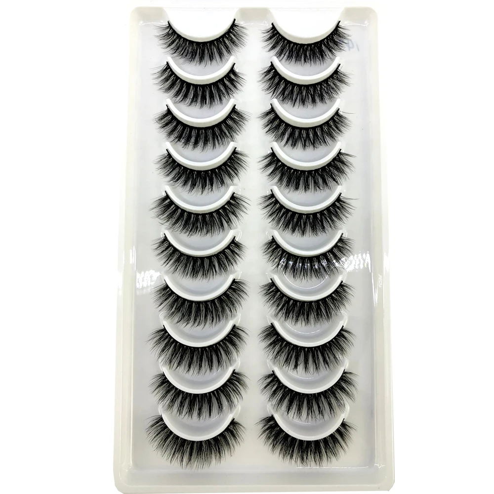 AMSDCN Künstliche Kurze Nerz-Wimpern, Natürlich Dramatische Falsche Wimpern, 10 Paar 3D-Wimpern für Make-up – Detail 1