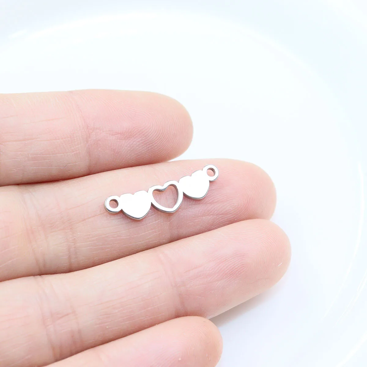 10 sztuk złącze serca ze stali nierdzewnej biżuteria Charms bransoletki DIY rzemieślnicza płyta próżniowa wodoodporna antyalergiczna — zdjęcie 7