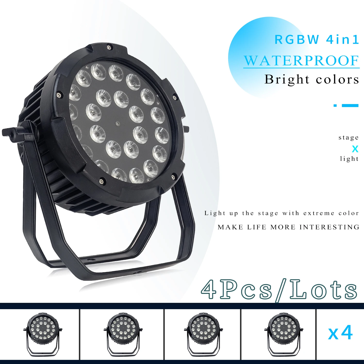 4Pcs/Lots 24x12W RGBW/24x18W RGBWA+UV LED Par Light IP65 Waterproof Stage Light DMX Control Professional DJ Disco Equipment