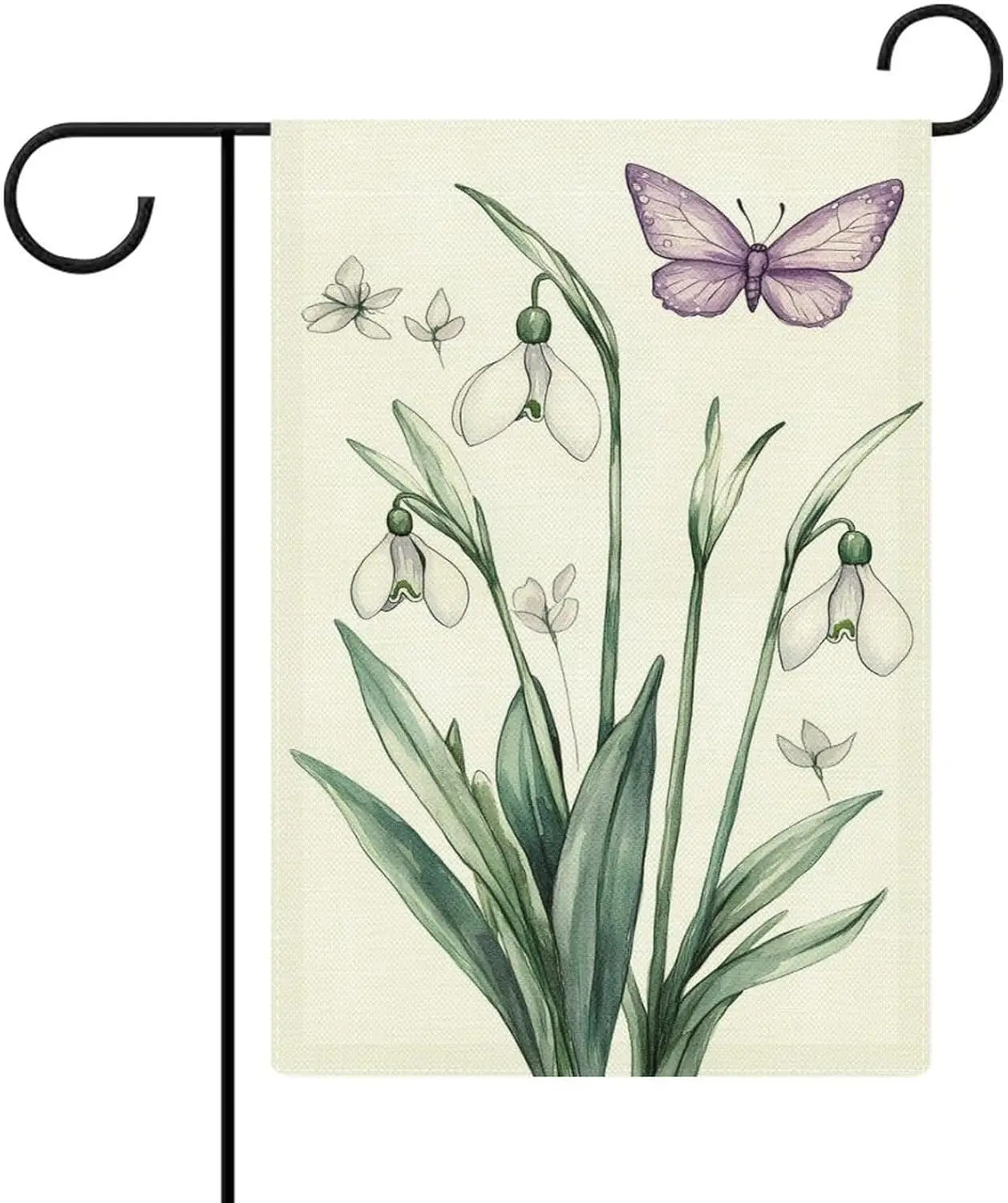 Snowdrops Victorian Botanical Flower Garden Flag House Yard Outside Flag Seasonal Holiday Burlap Garden Decoration Home Deco uui