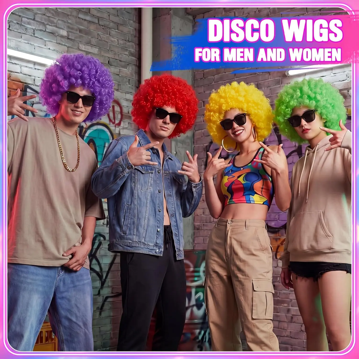 Fluffy Synthetic Curly Afro Wig Retro Disco Fancy Dress Cosplay Multiple Colors for Men Women Party Carnival Halloween