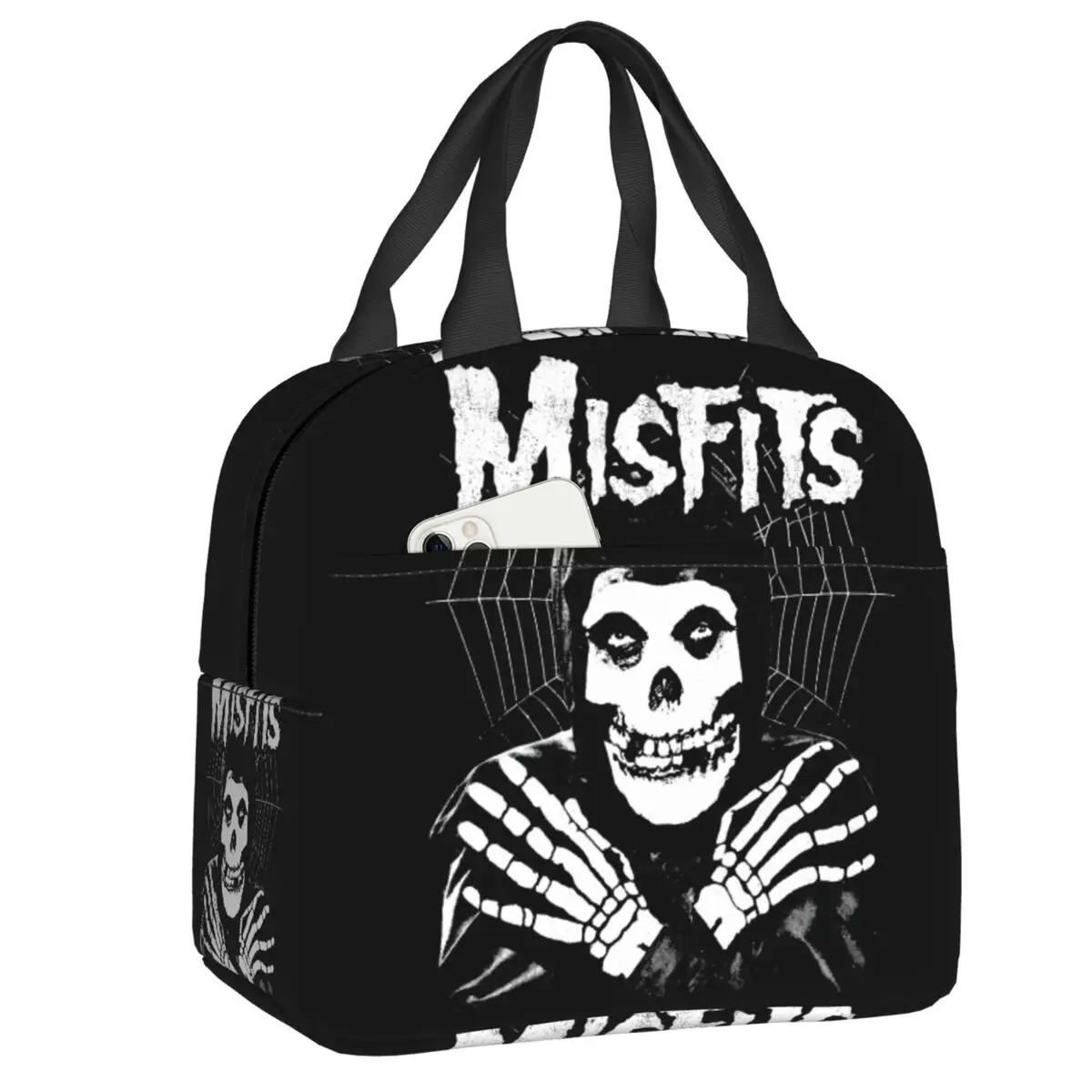 

Custom Horror Punk Rock Band Misfits Insulated Lunch Tote Bag Women Portable Thermal Cooler Food Lunch Box Kids School Children