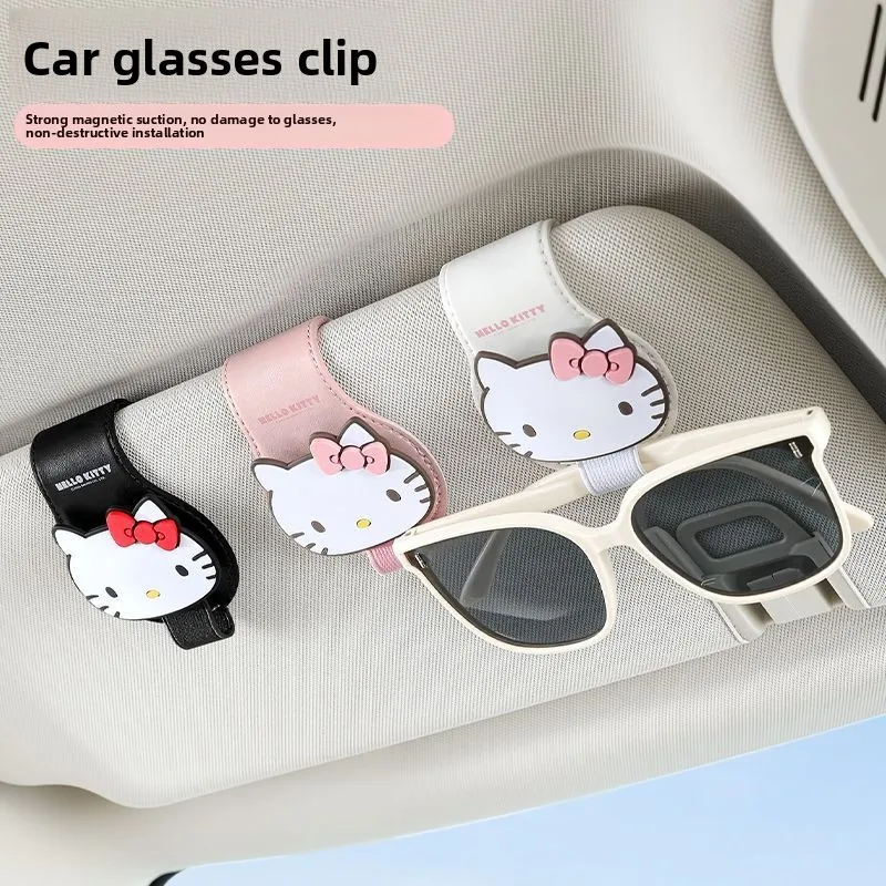 

Hello Kitty car glasses clips, cute cartoon styles, car sun visor decoration storage, exquisite and fashionable sunglasses clips