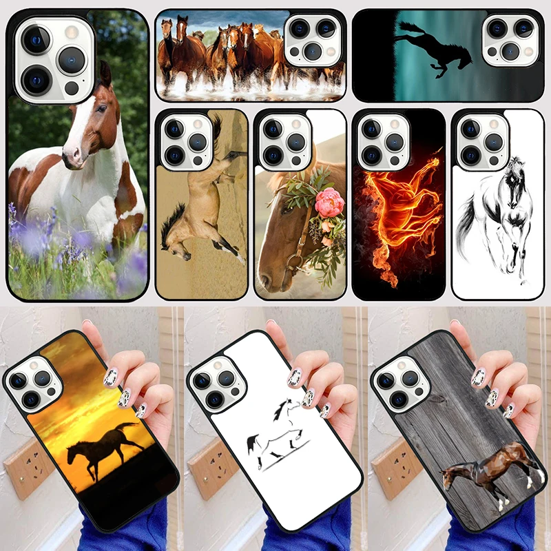 Wild horses Running at sunset Phone Case Back Cover for iPhone 16 15 SE2020 14 13 11 12 Pro Max mini XS XR PlusS Fundas Coque