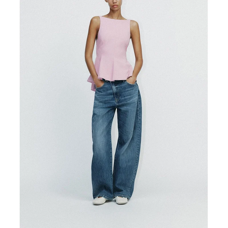 Verão novo redondo Ne Svel Slim Fit Bal Knot Or Saia Sle Hem Top Fibra de Poliéster Commute Sle UV...