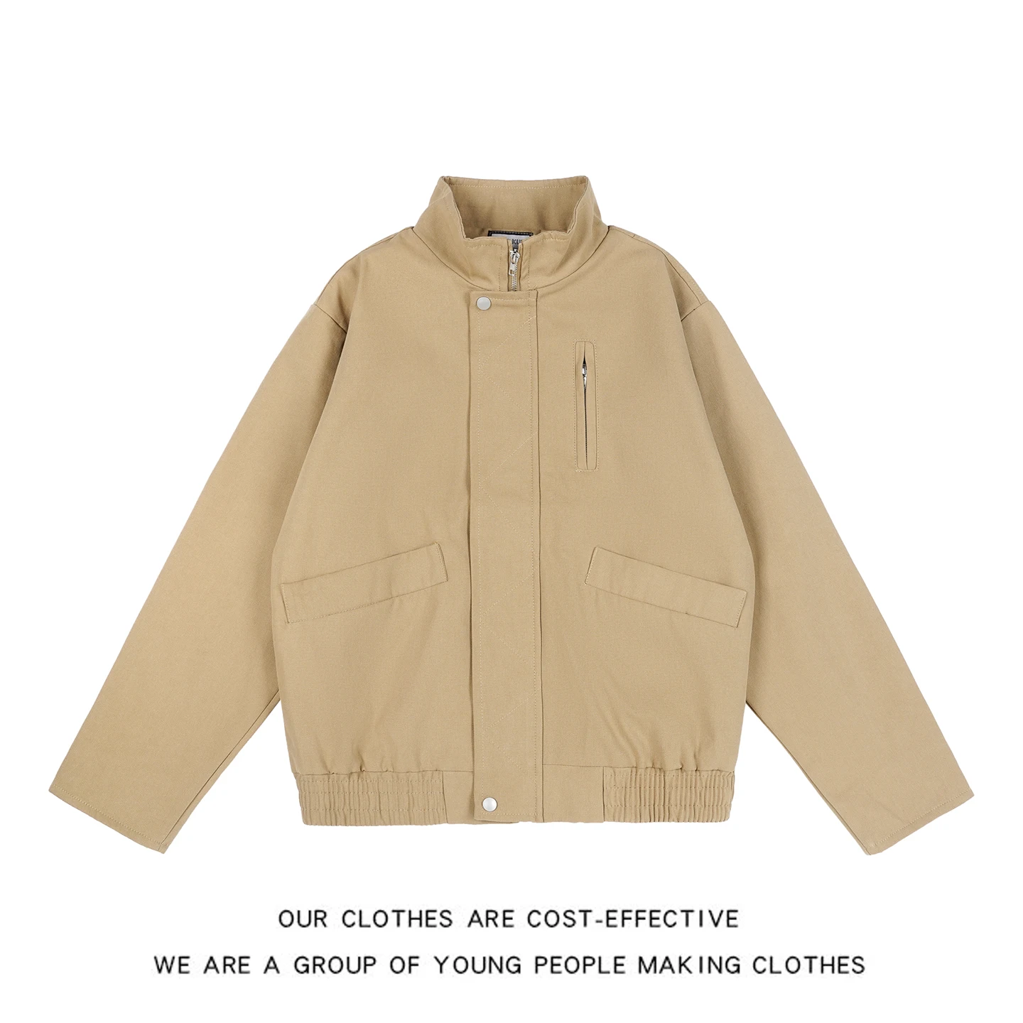 

Japanese Khaki Workwear Jaet Men's Heavyweight Waed Canvas Casual Pure Cotton Stand Collar Pilot Barn Sle Outerwear