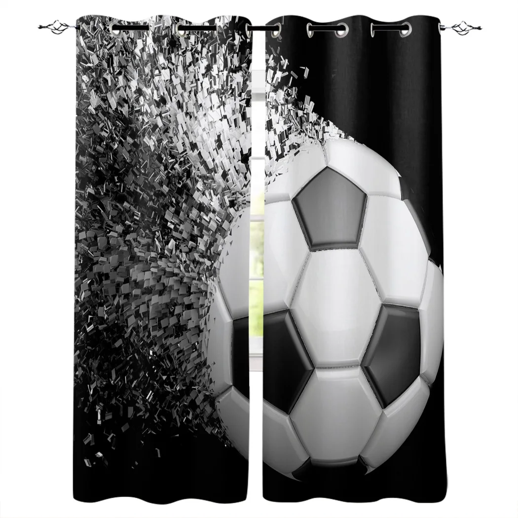 Soccer Balls Football Window Treatments Curtains Valance Window Curtains Bathroom Kitchen Bedroom Indoor Fabric Kids Curtain