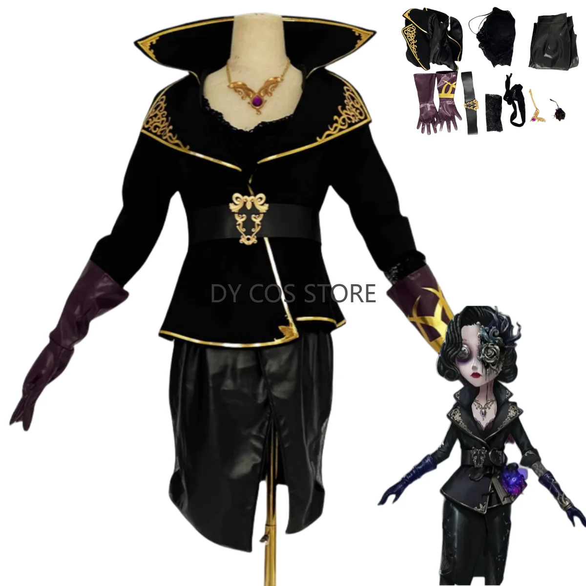 

Anime Game Identity ⅤMargaretha Zelle Female Dancer Cosplay Costume The Flower of Evil Black Evening Dress Woman Sexy Party Suit