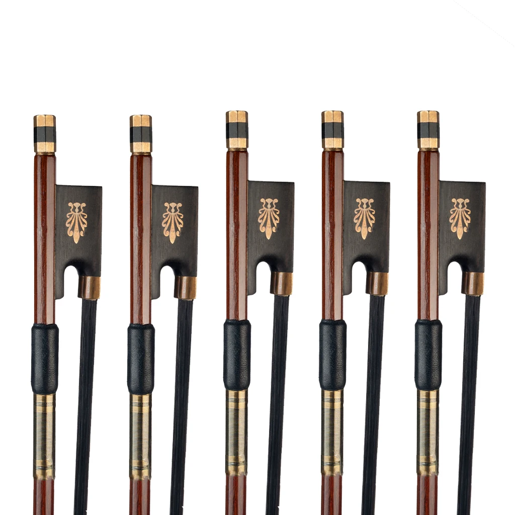 

5PCS Advanced Arcos For 4/4 Size Violin Bow Round IPE Stick Ebony Frog Peacock Pattern Inlay Fast Response Great Balance