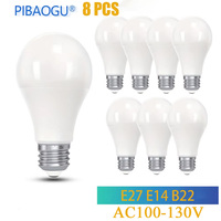 8PCS LED Bulb 110V  B22 E27 E14 3W 6W 9W 12W 15W 20W Multiwatt Selection LED Lamp Light Bulb 5000 Hours Lifetime Durable