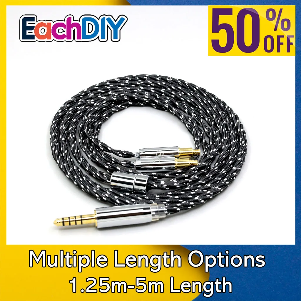 오디오 테크니카 ATH-ADX5000 ATH-MSR7b 770H 990H A2DC 헤드폰 LN008699용 OCC 혼합 OFC 트위스팅 나일론 이어폰 케이블