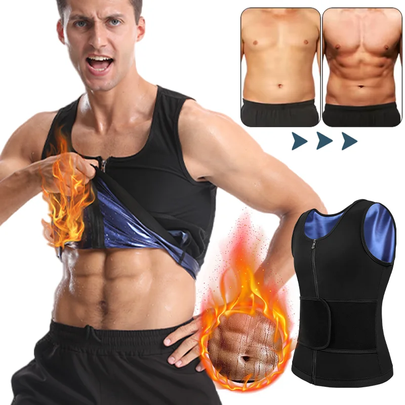 

Men Body Shaper Abdomen Reducer Promote Sweat Sauna Vest Fitness Waist Trainer Belly Slimming Shapewear Fat Burner Corset Top