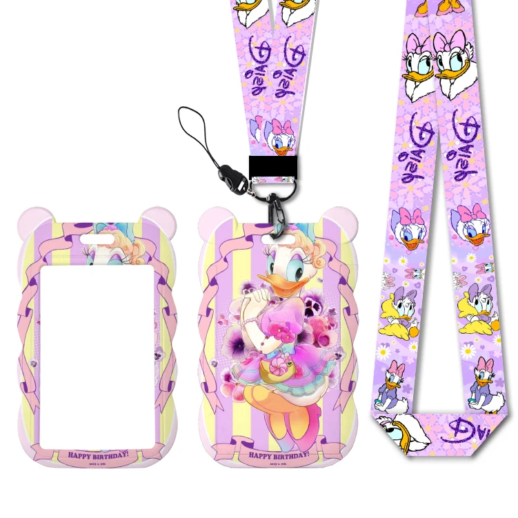 

Disney Daisy Duck Cute Character Design Badge Holder Donald Duck ID Credit Card Pass Hang Rope Lanyard Accessories Gifts