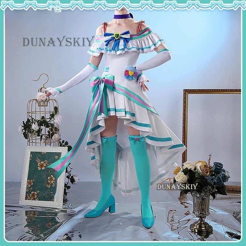 Game Wonderful Precure! Cure Lillian/Nekoyashiki Mayu Cosplay Costume Wig Elegant Dress Party Role Play Woman Elegant Outfit