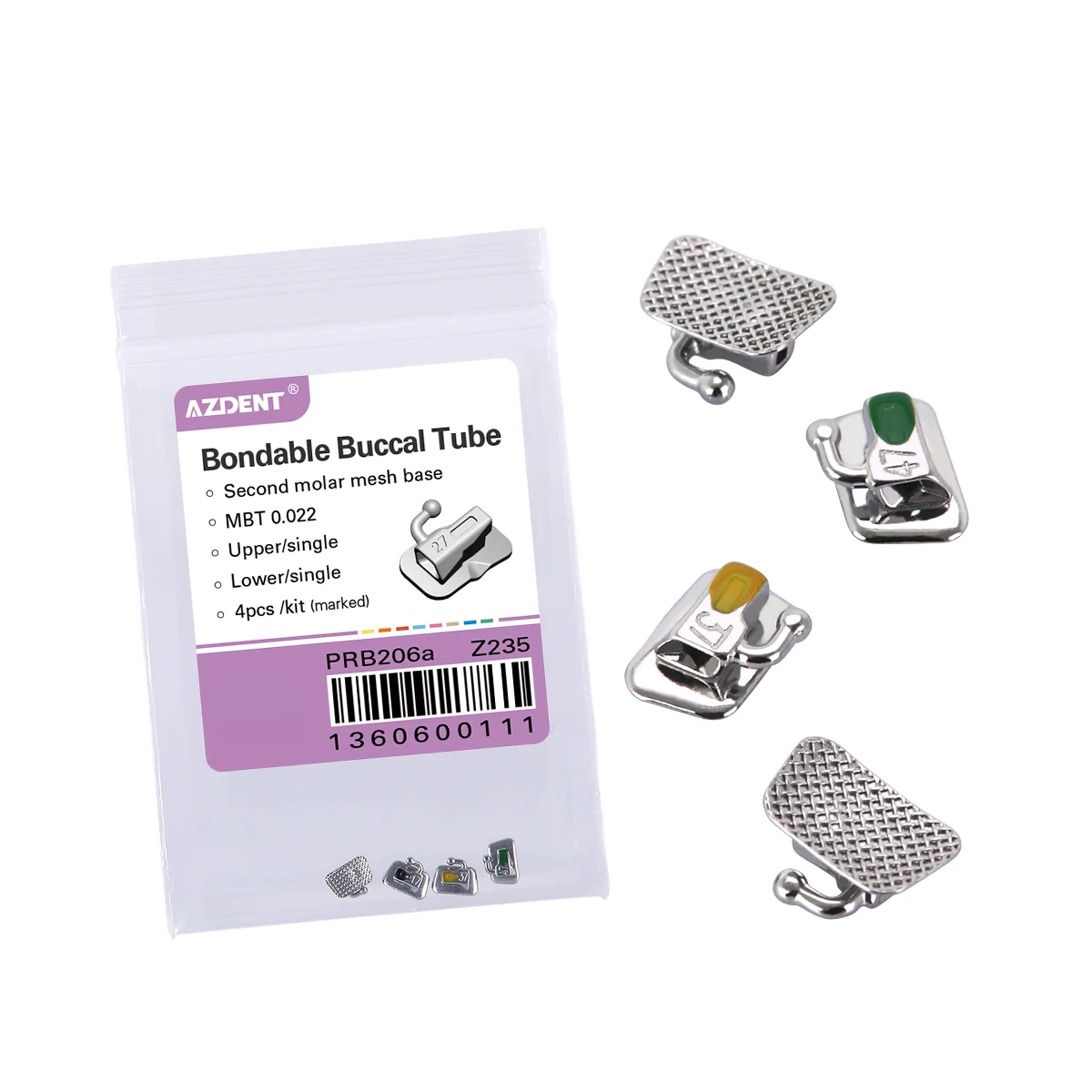 5 Packungen AZDENT Dental Kieferorthopädische Bukkalröhrchen 1. 2. Molarenzähne Mesh Base Nicht umwandelbar Bondable Roth MBT Edgewise 022/018 – Detail 12