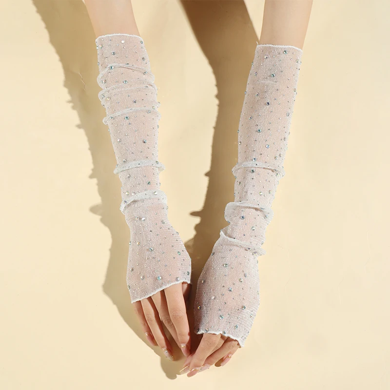 التصوير خلفية المألوف بريق شبكة طويلة الدانتيل قفاز مسمار ديكور الدعامة اكسسوارات مثير أكمام أذرع تبريد مانيكير صور أداة #3