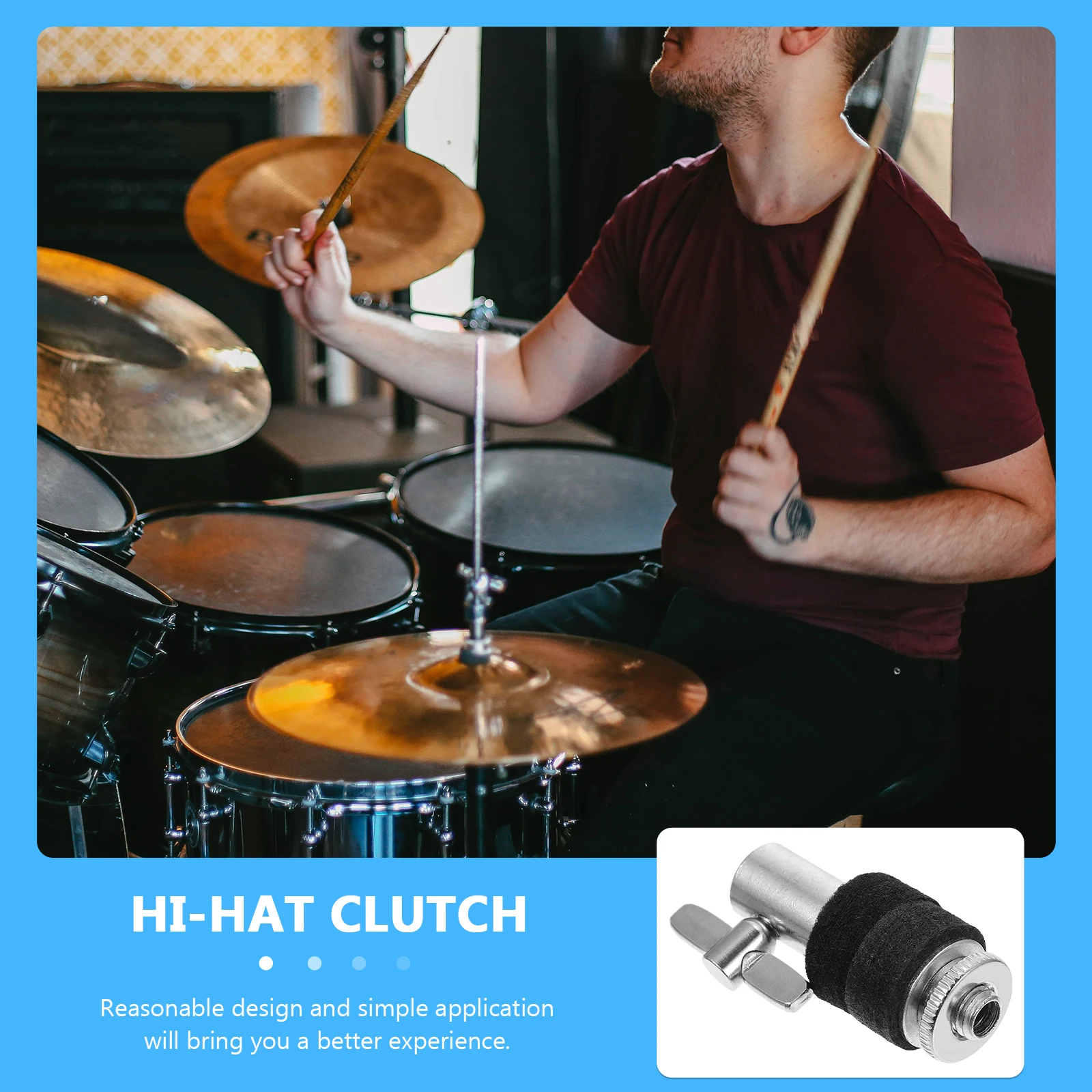 

Hi-Hat Clutch Metal Durable Adjustable Felt Protection for Drum Kit Parts Hi-Hat Accessories Drum Kit Metal Clutch