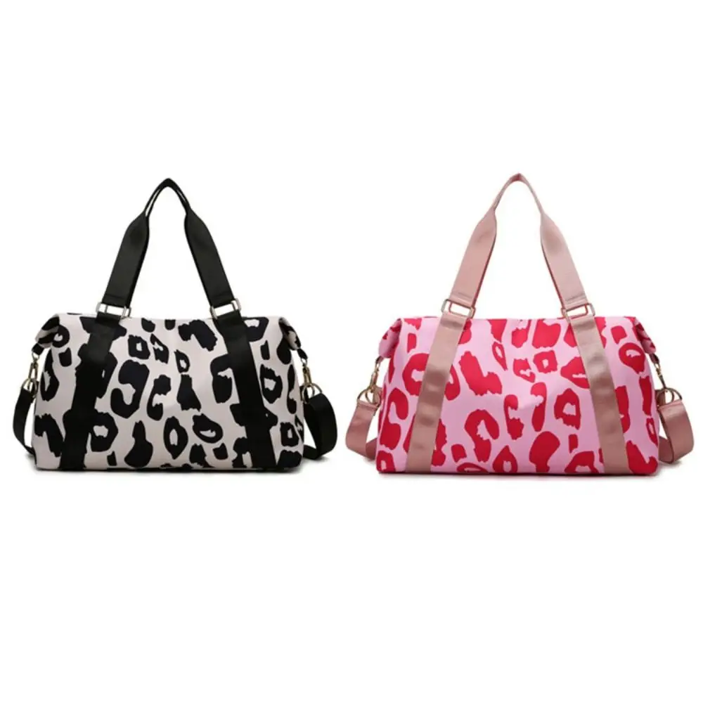 Oxford Leopard Print Duffle Bag Multi-functional Large Capacity Fitness Shoulder Bag Tote Bag Underarm Bag Luggage Handbag