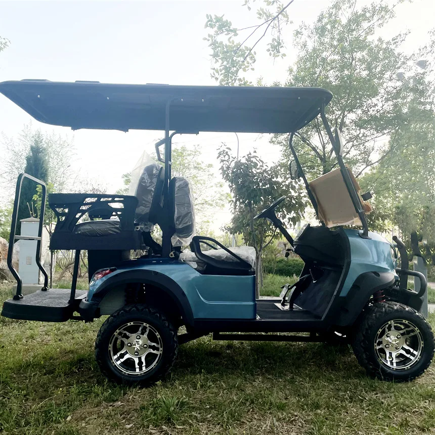 Solar Panel Golf Cart 2+2 Seat Electric Golf Scooter 48V Utility Vehicle Factory Direct Off-Road Golf Cart With Front Bumper